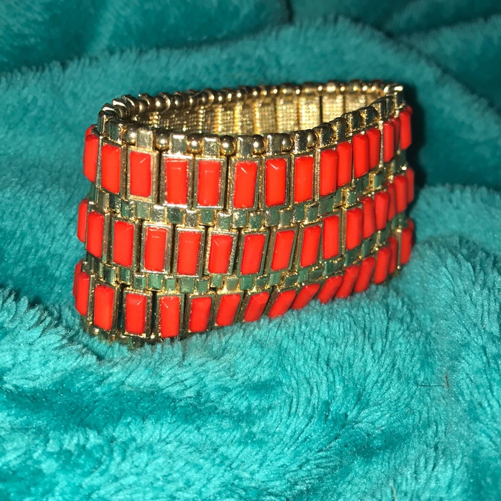 🌺 Orange and gold cuff bracelet